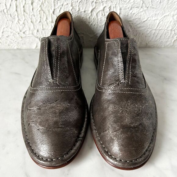 HS Trask Avery Metallic Silver Leather Slip On Loafers Flats - Women's Size 8 - Picture 3 of 8